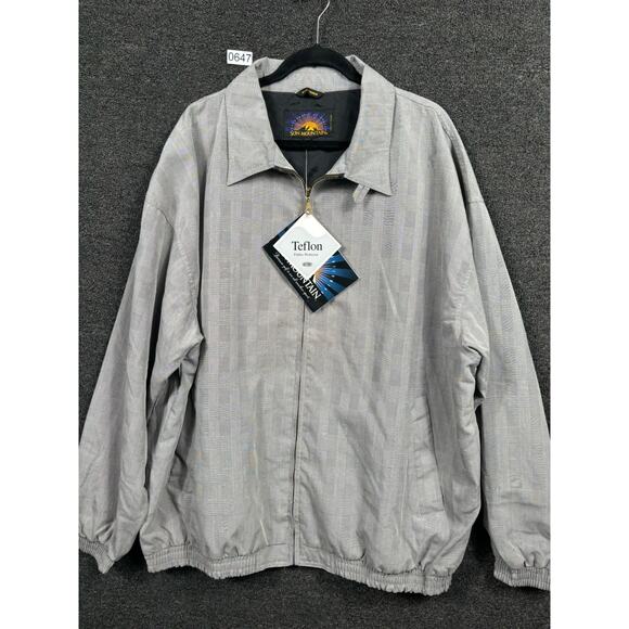 Sun Mountain Golf Windbreaker Jacket Men XXL Gray Plaid Full Zip Long Sleeve NWT - Picture 1 of 7
